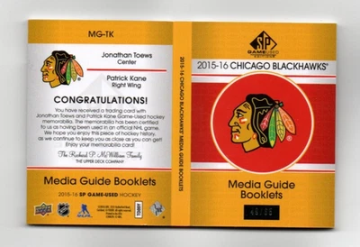 2015-16 SP Игра Б/у Медиа Руководство Буклеты Джонатан Тоус/Патрик Кейн #d 49/65 - Изображение 1 из 2