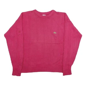 IZOD LACOSTE Mens Pink Patterned Jumper Crew Neck Basic Knit XL Cotton Casual - Picture 1 of 6