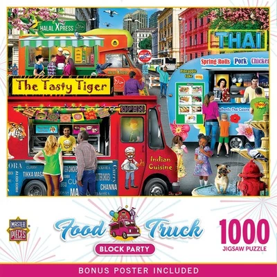 Rompecabezas MasterPieces - Food Truck Roundup - Block Party 1000 piezas Foto 1 de 4