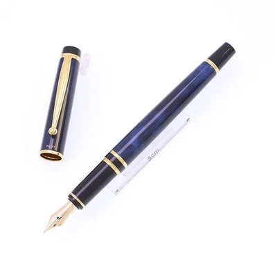 PILOT Fountain Pen Grance Black Blue Gold Trim Brass Nib M 14K Writing Tool - Image 1 of 4