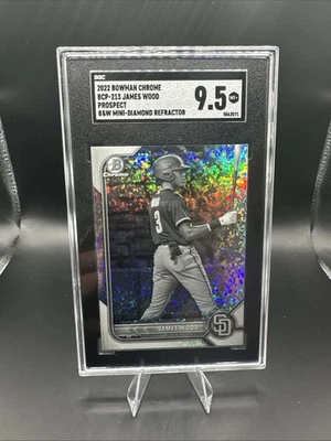 Mini refractor de diamantes Bowman Chrome James Wood Prospect 2022 blanco y negro Foto 1 de 2