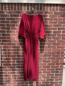 Vintage MILLAY Long Velvet House Robe 55” Long Dolman Sleeves M/L Cranberry - Picture 1 of 7