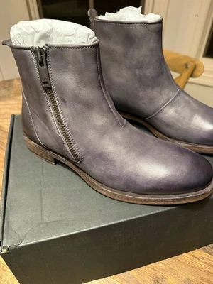 Bota John Varvatos Mitchell com zíper cinza fumaça masculina 8,5 usada uma vez $698 MSRP - Imagem 1 de 4