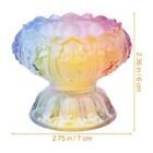  Candlestick Stained Glass Decor Craft Holder Clear Container Ghee Lamp