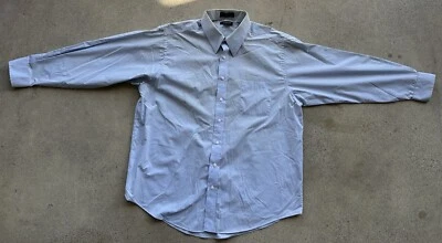 Camisa vintage Cambridge Classics sin arrugas de tela ancha azul con botones talla 18 Foto 1 de 4