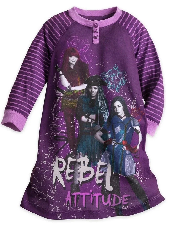 Nuevo Camisón Disney Niñas Descendientes 2 Púrpura Mal Evie Uma 9/10 Foto 1 de 1