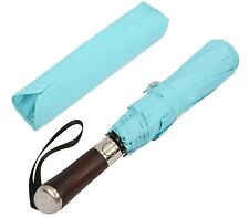 Balios® Aqua Blue Hardwood Handle Travel Umbrella Strong Single Canopy Luxury UK