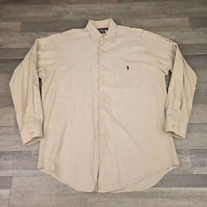 Vintage Ralph Lauren Shirt Mens Medium Brown Check Pocket Crane Button Up Casual - Picture 1 of 13