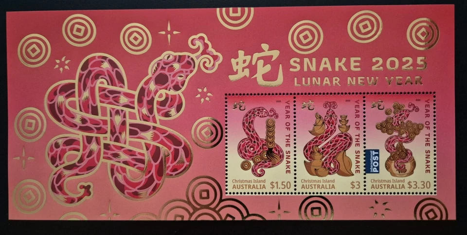 Isla Navidad 2025 / Año Nuevo Lunar de la Serpiente / 3v ms Foto 1 de 1