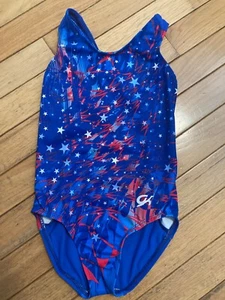 GK Elite LEOTARD Gymnastics Red White Blue Child Small CS - Picture 1 of 3