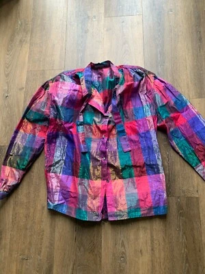 Johnny Lambs Colourful 80s Style Blouse 14 - Image 1 of 4