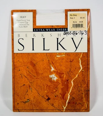 Berkshire Silky Sheer Control Top Pantyhose Reinforced Toe NU GREY Sz3 Style4428 - Image 1 of 3