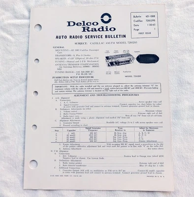 Cadillac Deville Eldorado 62 75 1963 original GM radio AM/FM información de servicio 63 nuevo en stock Foto 1 de 4