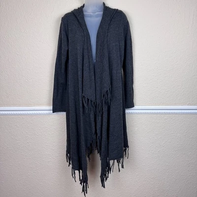 Cárdigan para mujer Kenar grande mezcla de lana con capucha anudada flecos plumero Lagenlook Foto 1 de 4