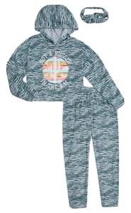 Justice Girls Pajamas Set Teal Size 7/8 2 Pieces Hood Graphic Top And Pants - Picture 1 of 10