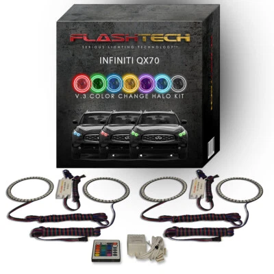 Kit Halo LED Ojo de Ángel RGB con Control Remoto IR para Faros Infiniti QX70 2013-2017 Foto 1 de 4