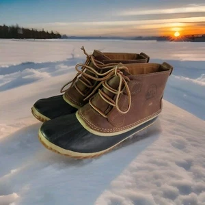 Sorel Womens size 7 Out n About Leather Lace Up Waterproof SNOW Boots NL2133-286 - Picture 1 of 19