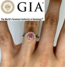 Diamond Ring Fancy Vivid Pink Cushion GIA Certified VS1 2.49CT Platinum Size 6.5