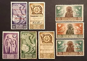 Polish Resettlement Corps in Italy 1946 Stamps x 8 inc 3 Freedoms Overprints MM - Picture 1 of 7