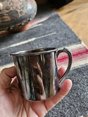 Taza de bebé antigua plateada de colección placa Tudor Oneida Community 15300 2,5" Foto 1 de 4