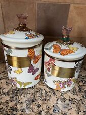 McCenzie Childs butterfly pattern large and medium canisters 