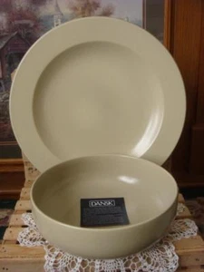 NIB ~DANSK STUDIO LM SET TAUPE ROUND IRONSTONE SERVING BOWL & PLATTER - $43 & 40 - Picture 1 of 12