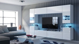 Living Room Furniture set Modern TV Unit Entertainment Wall Cabinet white gloss - Picture 1 of 6