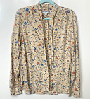 Ines De LA Fressange Uniqlo Medium Beige Blouse Floral Shirt French Capsule