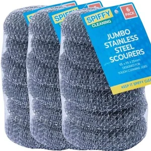 18x Spiffy Stainless Steel Jumbo Scourers Heavy Duty Stainless Steel Dishwashing - Picture 1 of 8