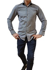 Hugo Boss Shirt Slim Fit Button Down Size 39 15 1/5 Men's Grey - Picture 1 of 12