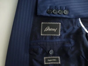 Brioni Blazer 58R/48R Blue Super150 Excellent Condition Suit Jacket Stripe Italy - Picture 1 of 7
