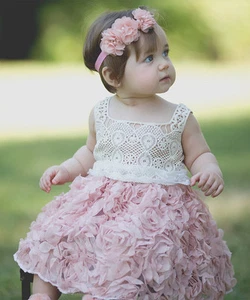 NWT Just Couture Boutique Pink Rosette Party Summer Dress 2T Crochet Bodice  - Picture 1 of 2