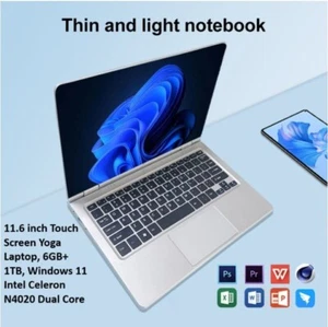 11.6" Touch Screen Yoga Laptop, 6GB RAM 1TB Storage, Intel Celeron, Windows 11 - Picture 1 of 7