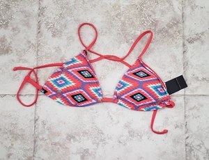 Haut de bikini triangle cravate string rose Coral Ganado Hollister coussinets amovibles taille M - Photo 1/8