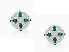 3Ct Round Lab Created Emerald & Diamond Men's Shirt Cufflink 14K White Gold FN