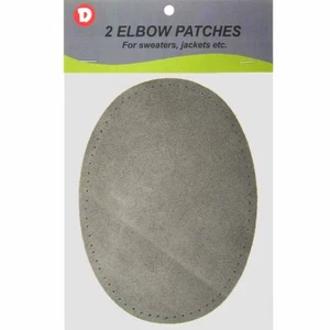 2 Large Natural Suede Leather Sew-On Elbow Repair Patches 4.75 x 6.5 in - Grey - Picture 1 of 1