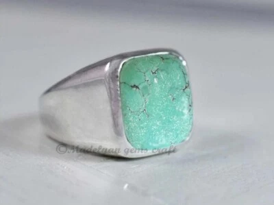 Anillo de compromiso turquesa tibetana vintage anillo de plata para hombre anillo de compromiso turquesa para hombre Foto 1 de 4