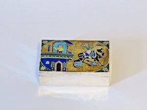 Vintage Mid 20th Century Hand Made Middle Eastern Enamelled Solid Silver Box - Picture 1 of 23