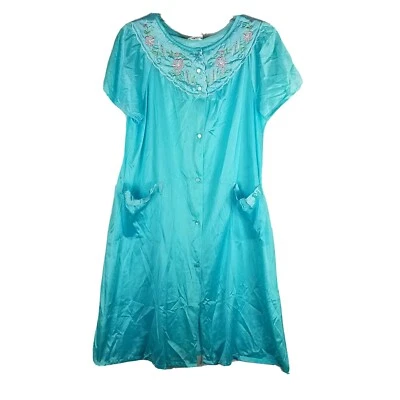 Secret Treasures Grandma Nightgown House Dress  ~ Sz S ~ Blue ~ Knee Length  — 第 1/4 张图片