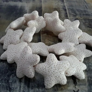 Natural Lava Starfish, White, 24 x 8mm, 18pce Free Postage Oz Seller - Picture 1 of 3