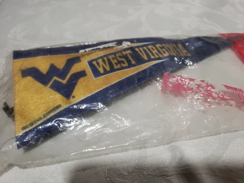 New WEST VIRGINIA MOUNTAINEERS Football PENNANT WVU Antenna2sided Display in Bag Cover