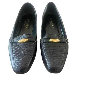 Rangoni Firenze Black Loafers with Gold Tone Hardware Embellishment  - Picture 1 of 16