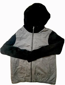 Volcom Jeans Denim Jacket Men’s Large Gray Button Up Hooded 100% Cotton Pockets - Picture 1 of 5