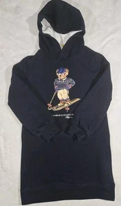 Polo Ralph Lauren Pullover Fleece Hoodie Dress Blue Girls Medium 8 10 - Picture 1 of 9