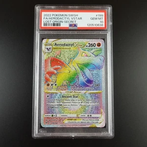 PSA 10 Aerodactyl Vstar 199/196 Pokemon Karte Verlorener Ursprung Rainbow Graded - Bild 1 von 7
