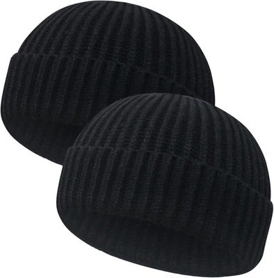 Gorro de pescador de lana para hombre mujer estilo corto cálido invierno tejido reloj gorra Foto 1 de 4