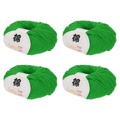 Cotton Yarn, Soft Knitting Yarn 4 Packages of 200g/7.05oz/ Green Foto 1 de 4