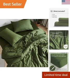 Juego de sábanas King de bambú orgánico DOZ - suave como la mantequilla, ecológico, 300 hilos - Imagen 1 de 8