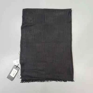 Bufanda Hugo Boss Lefinna negra lana seda logotipo flecos suaves - Imagen 1 de 6