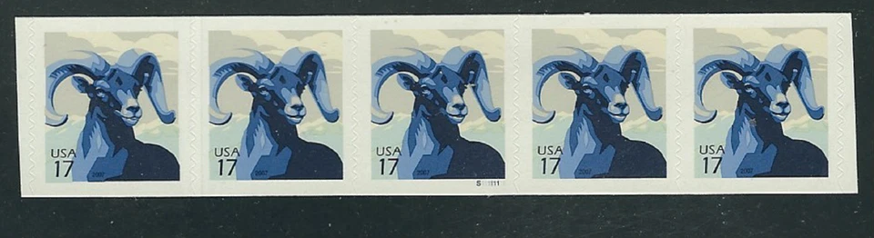 Scott #4140...17 Cent...Big Horn Sheep...PL # Strip of 5 - Image 1 of 1